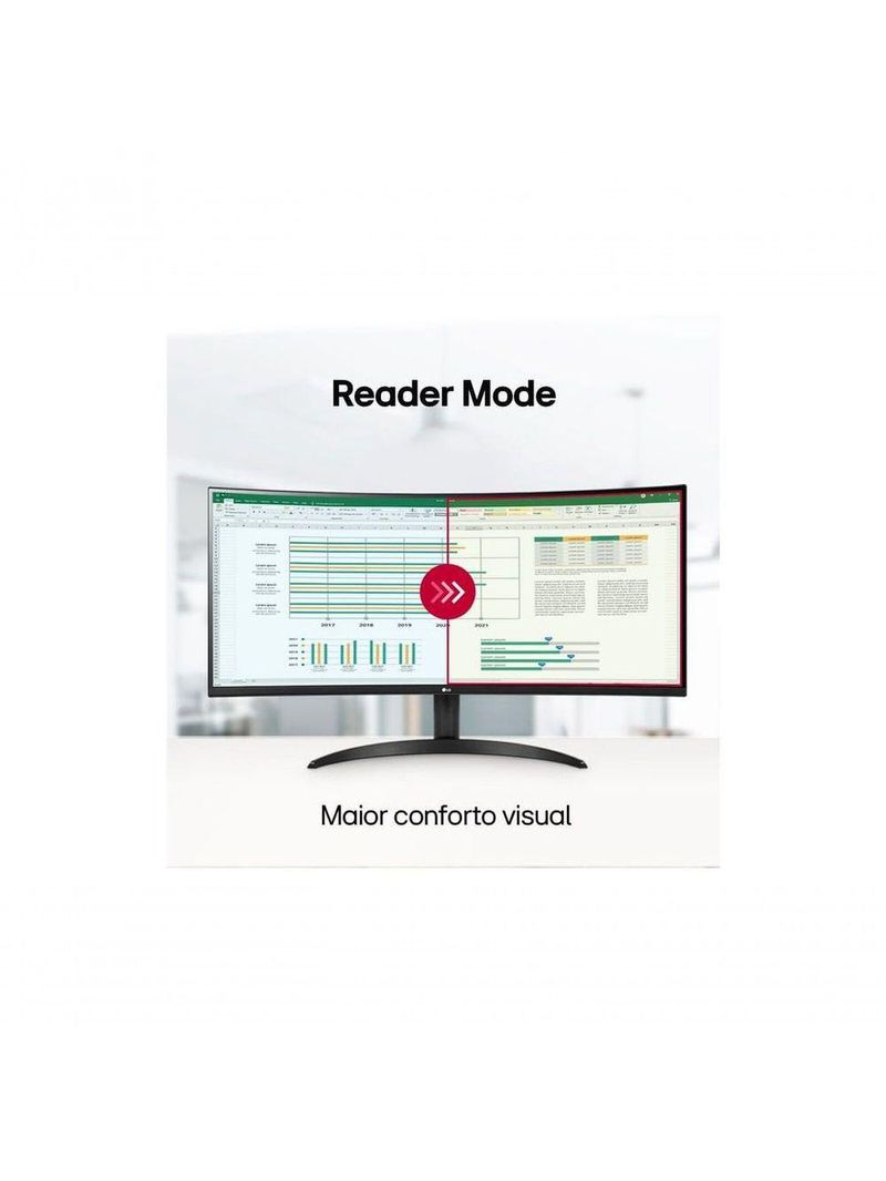 Monitor LG UltraWide Curvo Tela VA de 34” WQHD 3440 x 1440 21:9 sRGB 99% HDR10 PBP 100Hz AMD FreeSync 34WR50QC-B