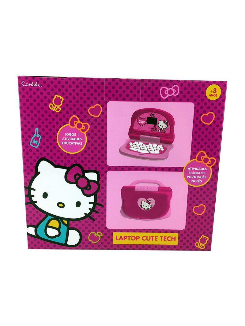 Kit Laptop Infantil Educativo Candide Hello Kitty Tech Bilíngue + 1 Fidget Spinner Sortido