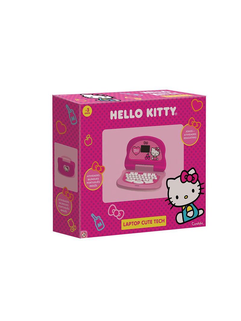 Kit Laptop Infantil Educativo Candide Hello Kitty Tech Bilíngue + 1 Fidget Spinner Sortido