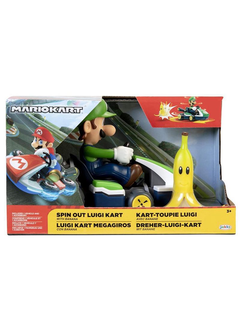 Veículo fricção Super Mario kart spin out - Luigi