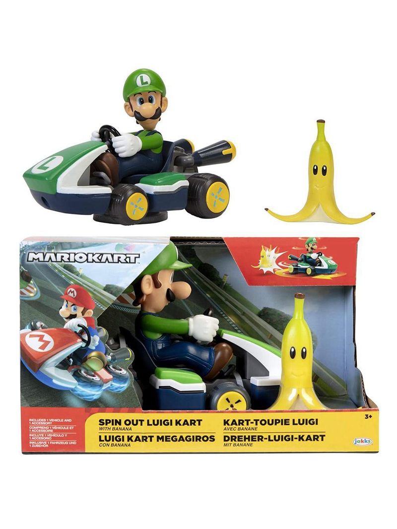 Veículo fricção Super Mario kart spin out - Luigi