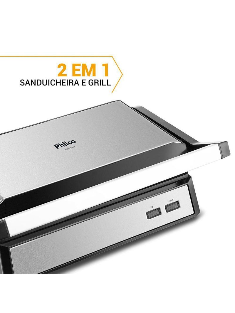 Grill Philco 2 em 1 PGR32 Chapa Com Abertura 180° 127V