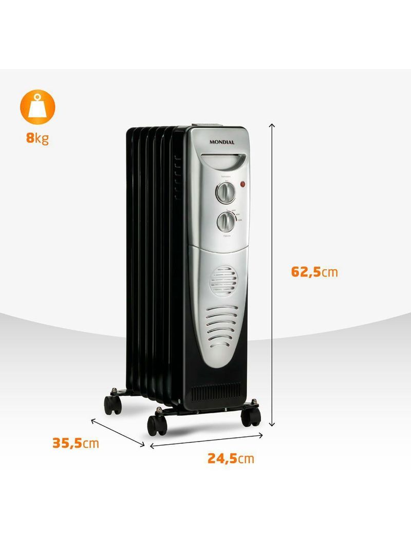 Aquecedor A óleo Mondial A-06 -220v-preto/prata