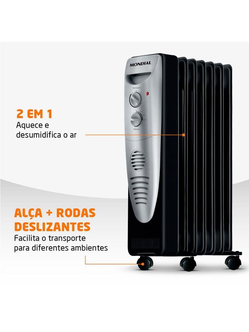 Aquecedor A óleo Mondial A-06 -220v-preto/prata