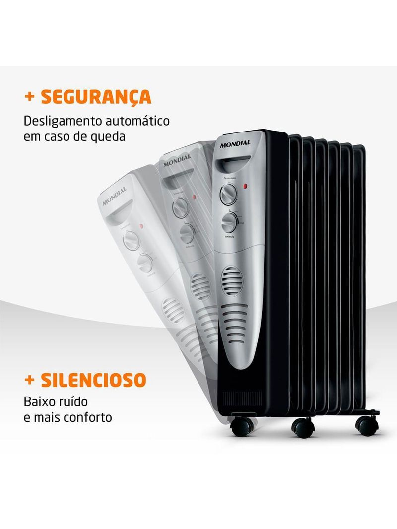 Aquecedor A óleo Mondial A-06 -220v-preto/prata