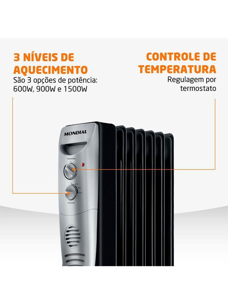 Aquecedor A óleo Mondial A-06 -220v-preto/prata