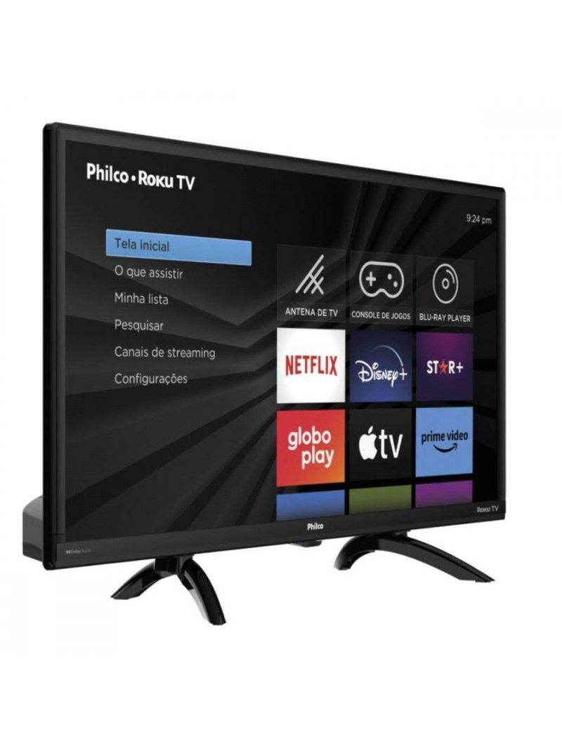 Smart Tv 24 Philco Led Roku Tv Dolby Audio Netflix Preto Bivolt
