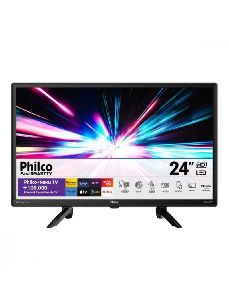 Smart Tv 24 Philco Led Roku Tv Dolby Audio Netflix Preto Bivolt