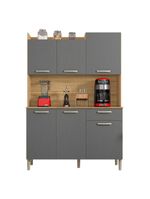 Armário de Cozinha Kit 6 Portas Genova Kits Paraná - Cor: Freijó/Gris