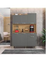 Armário de Cozinha Kit 6 Portas Genova Kits Paraná - Cor: Freijó/Gris