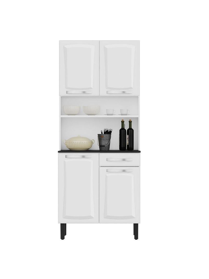 Armário de Cozinha Aço Compacto 4 Portas 1 Gaveta Itatiaia Pratika Branco
