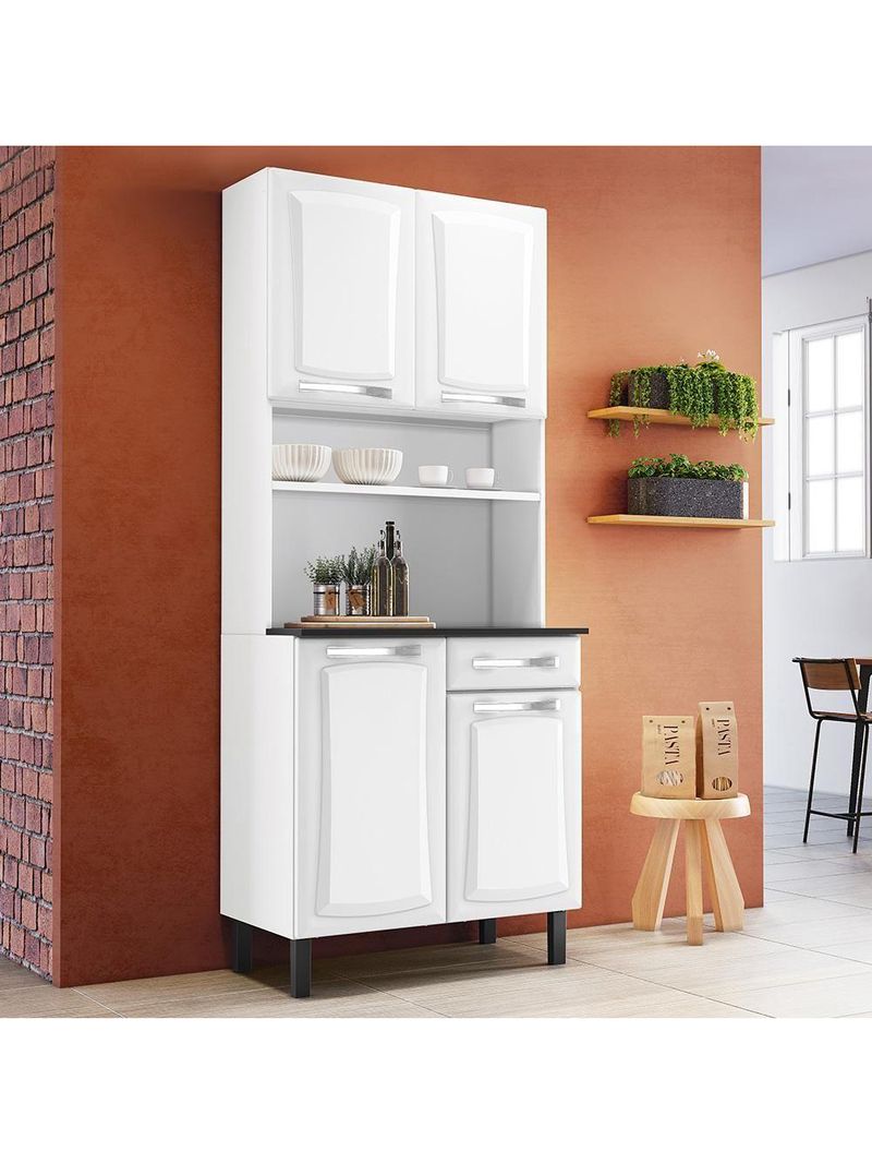 Armário de Cozinha Aço Compacto 4 Portas 1 Gaveta Itatiaia Pratika Branco