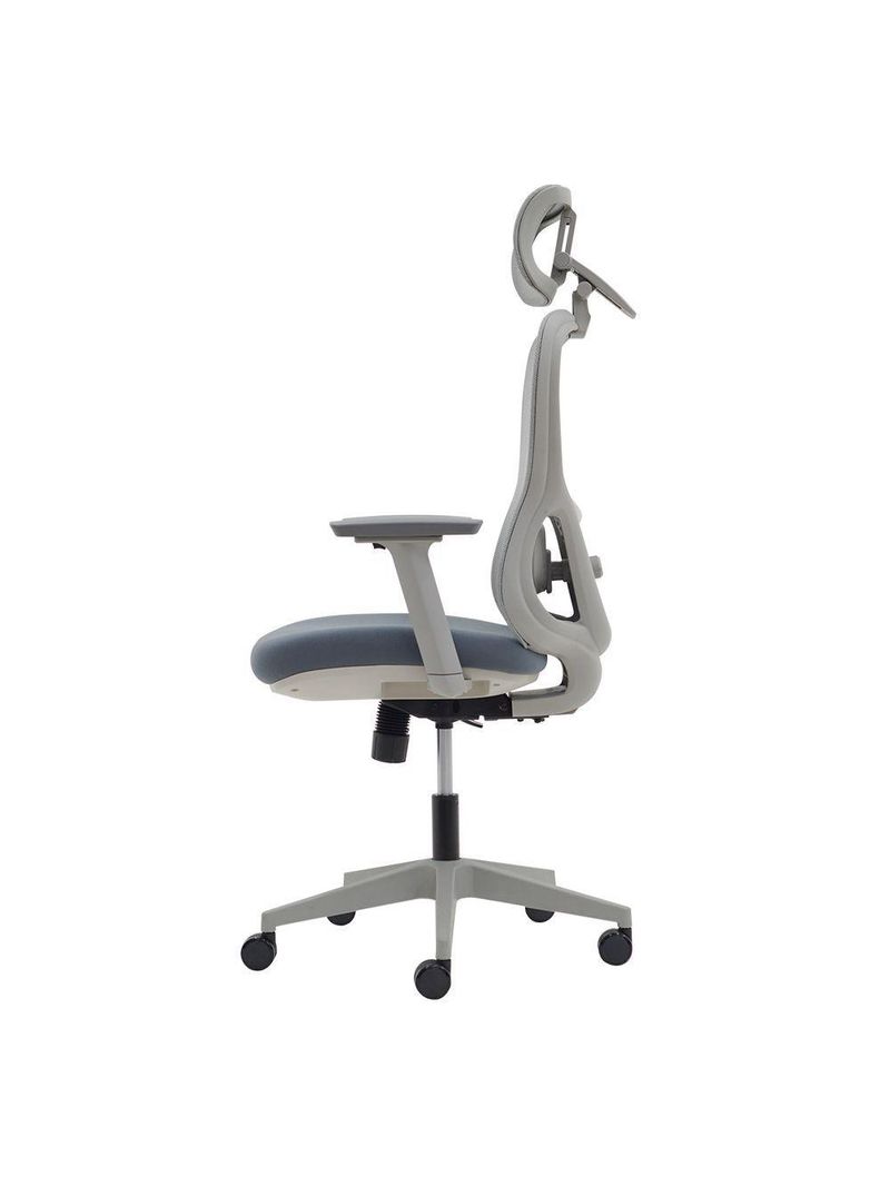 Cadeira Ergonômica NR 17 Presidente Prime Encosto Mesh Apoio De Cabeça E Braços Ajustáveis Cinza