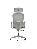 Cadeira Ergonômica NR 17 Presidente Prime Encosto Mesh Apoio De Cabeça E Braços Ajustáveis Cinza