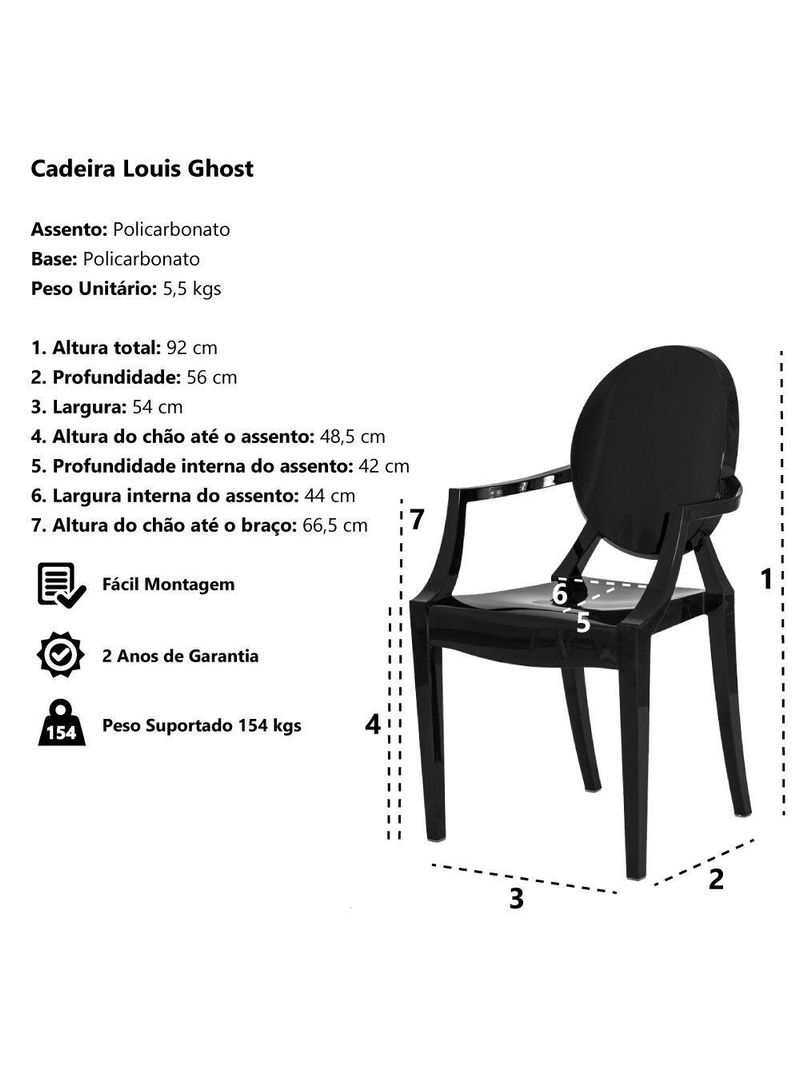 Cadeira Louis Ghost Transparente Policarbonato