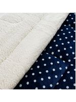 Coberdrom visual com a cor Estampado Sherpa E Flannel Petit Poá King 01 Peça Manta Alta 150g - Marinho