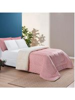 Coberdrom visual disponível na cor Estampado Sherpa E Flannel Petit Poá King 01 Peça Manta Alta 150g - Rosa