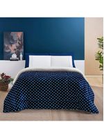 Coberdrom cor utilizada Estampado Sherpa E Flannel Petit Poá Queen 01 Peça Manta Alta 150g - Marinho