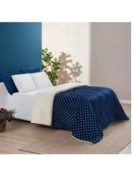 Coberdrom cor utilizada Estampado Sherpa E Flannel Petit Poá Queen 01 Peça Manta Alta 150g - Marinho