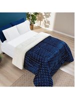 Coberdrom cor utilizada Estampado Sherpa E Flannel Petit Poá Queen 01 Peça Manta Alta 150g - Marinho