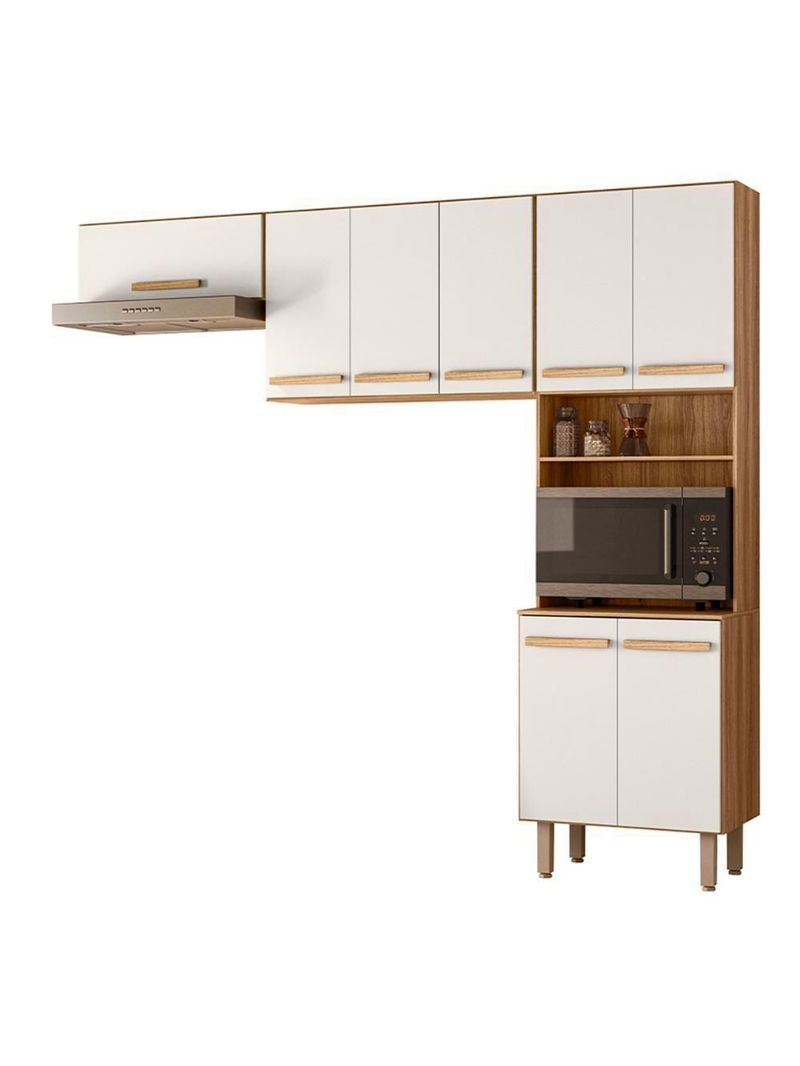 Armario De Cozinha Lemon Com 8 Portas 222 Cm Freijo/Off White