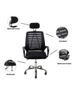 Kit 2 Cadeiras Escritório Diretor Tela Mesh Encosto De Cabeça Preto