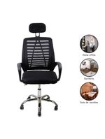 Kit 2 Cadeiras Escritório Diretor Tela Mesh Encosto De Cabeça Preto