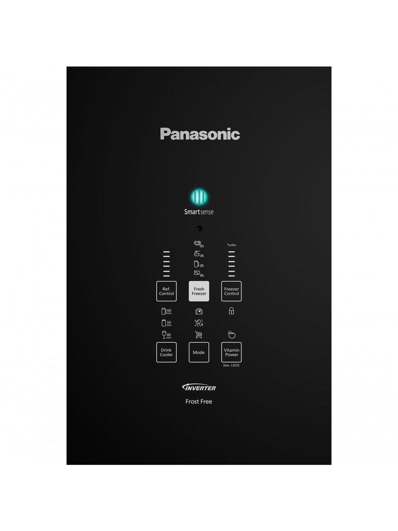 Geladeira Panasonic Frost Free 480L A+++ Black Glass - 110V