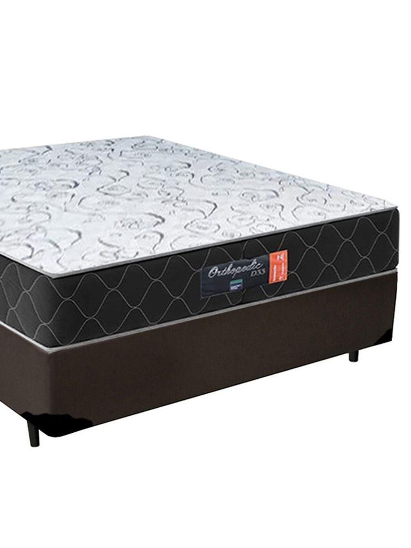 Cama Box Casal + Colchão Semi Ortopédico Extra Firme Espuma D33 Colchões 138x188x72 Marrom