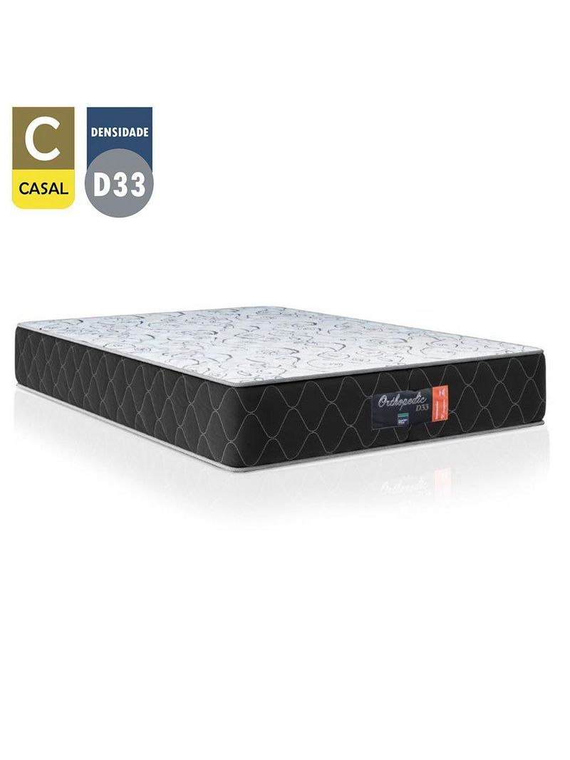 Cama Box Casal + Colchão Semi Ortopédico Extra Firme Espuma D33 Colchões 138x188x72 Marrom