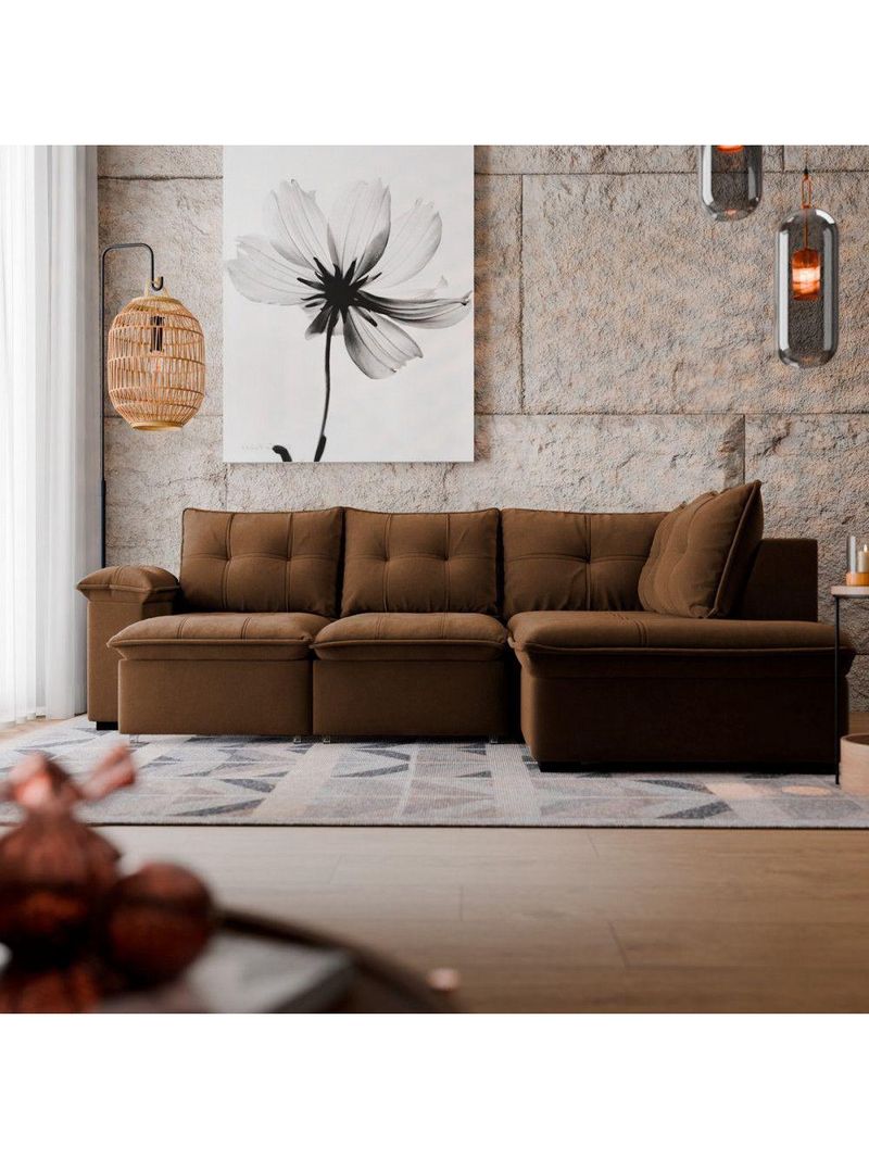 Sofá Sol New Taurino Com Madeira Pinus E Eucalipto Marrom Claro