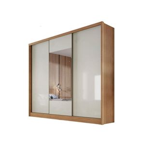 Guarda-Roupa Casal Medelim 3 Portas 6 Gavetas Cumaru 25 Fendi com Espelho – Novo Horizonte