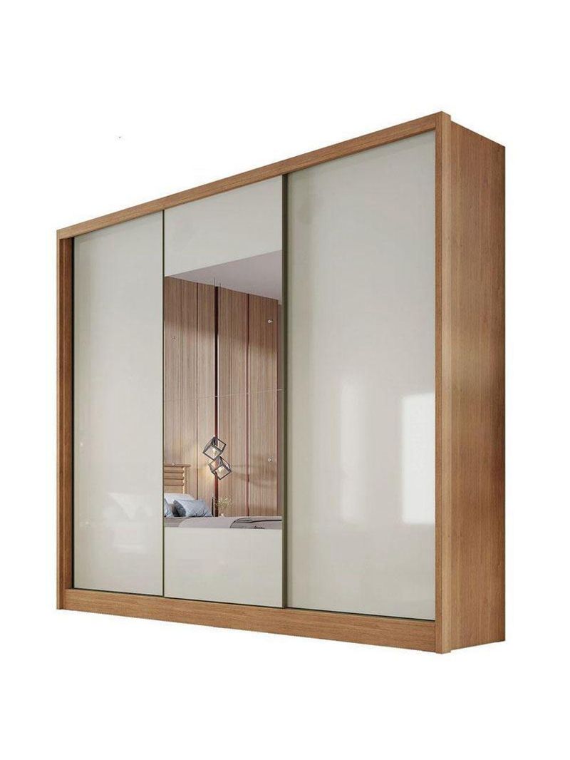 Guarda-Roupa Casal Medelim 3 Portas 6 Gavetas Cumaru 25 Fendi com Espelho – Novo Horizonte