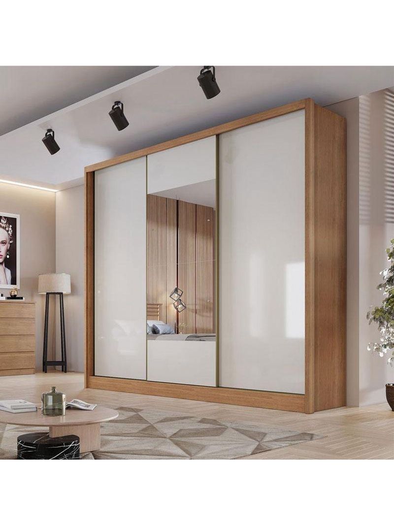 Guarda-Roupa Casal Medelim 3 Portas 6 Gavetas Cumaru 25 Fendi com Espelho – Novo Horizonte