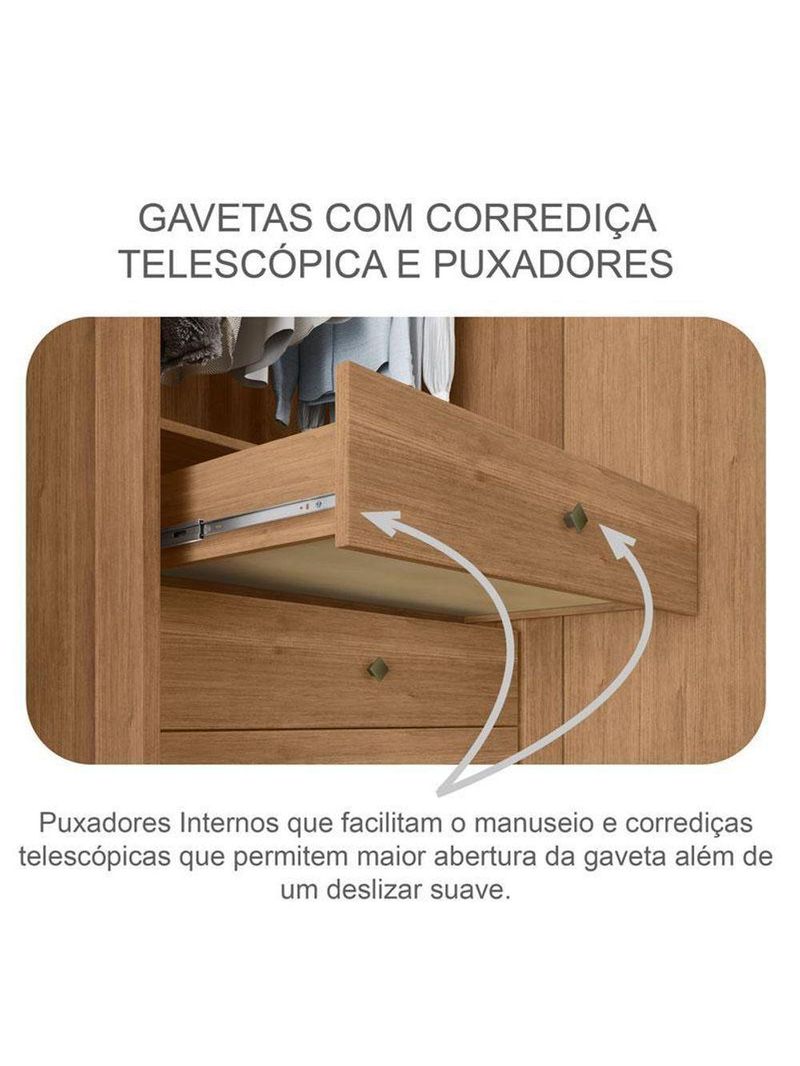 Guarda-Roupa Casal Medelim 3 Portas 6 Gavetas Cumaru 25 Fendi com Espelho – Novo Horizonte