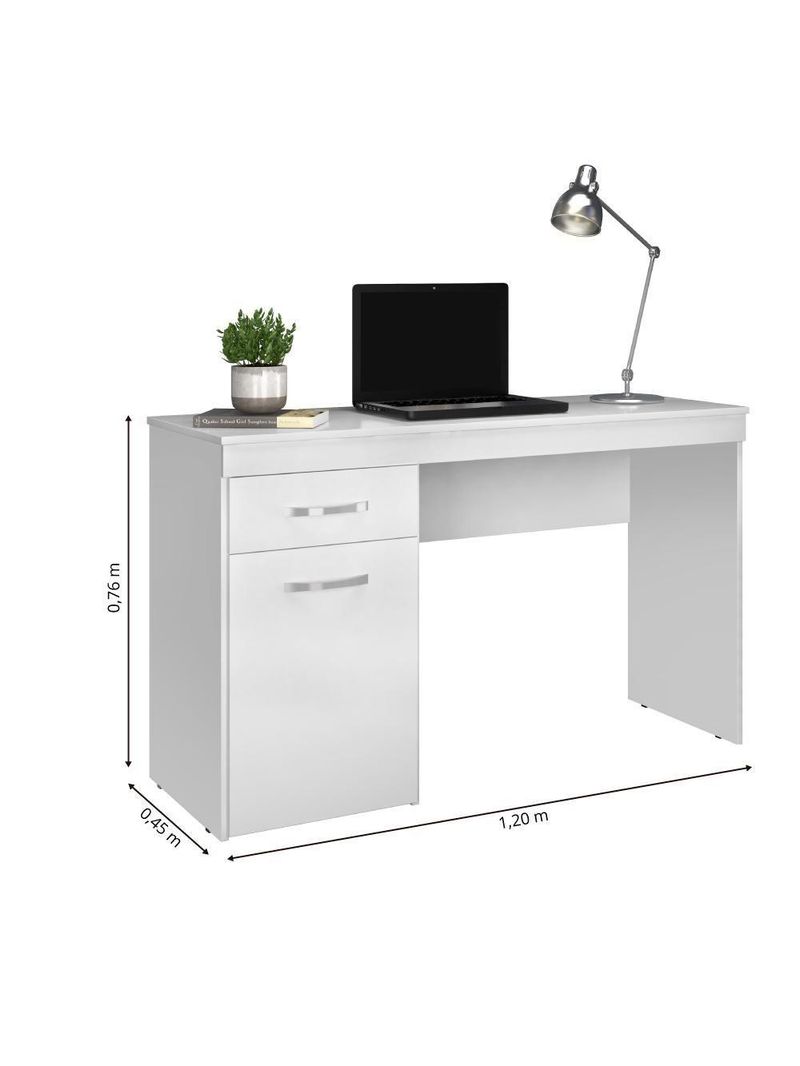 Escrivaninha Com 1 Porta 1 Gaveta Vitória Branco Branco
