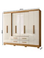 Guarda Roupa Casal San Lorenzo com Espelho e Cômoda Vênus com Pés Freijó Off White – Moval