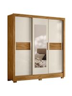 Guarda-Roupa Casal Bahamas 3 Portas Freijó Off White com Espelho – Moval