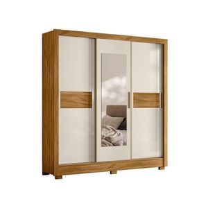 Guarda-Roupa Casal Bahamas 3 Portas Freijó Off White com Espelho – Moval