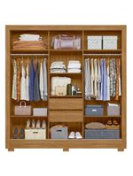 Guarda-Roupa Casal Bahamas 3 Portas Freijó Off White com Espelho – Moval