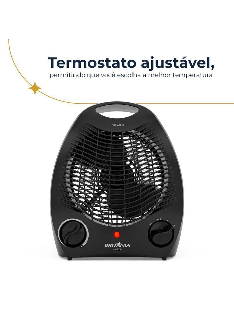 Aquecedor Britânia 2 Em 1 Com 3 Níveis De Potência AB1500P 110V