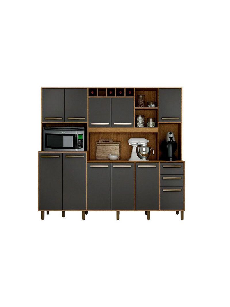 Armário De Cozinha 11 Portas E 02 Gavetas Cinamono/grafit