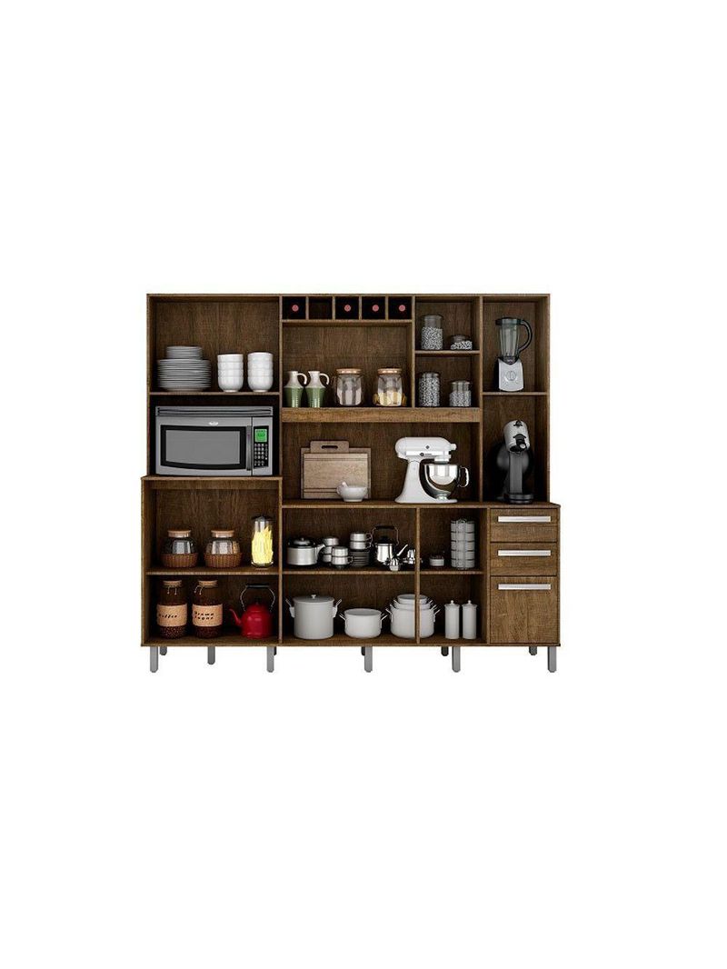 Armário De Cozinha 11 Portas E 02 Gavetas Cinamono/grafit