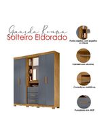 Guarda Roupa Solteiro Eldorado E Cômoda Georgia Freijó Cinza - Moval