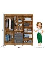 Guarda Roupa Solteiro Eldorado E Cômoda Georgia Freijó Cinza - Moval