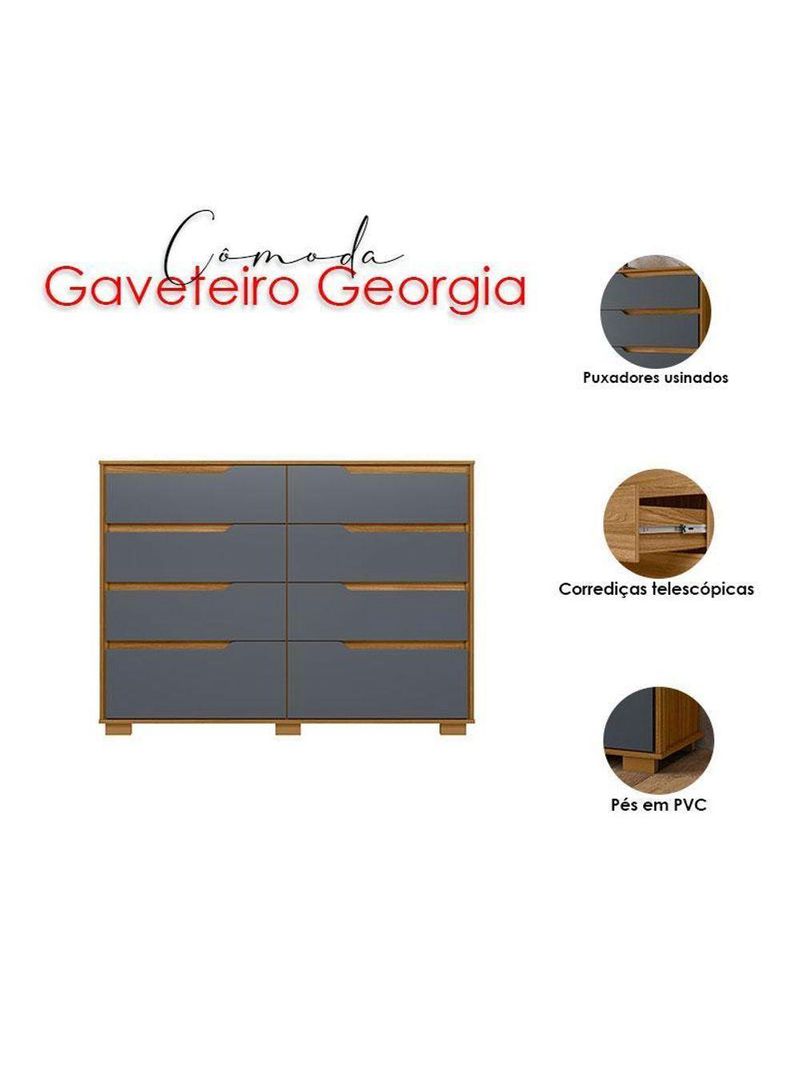 Guarda Roupa Solteiro Eldorado E Cômoda Georgia Freijó Cinza - Moval