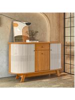 Aparador Para Sala Buffet Monza E Cristaleira Moss Cinamomo Off White - Madetec