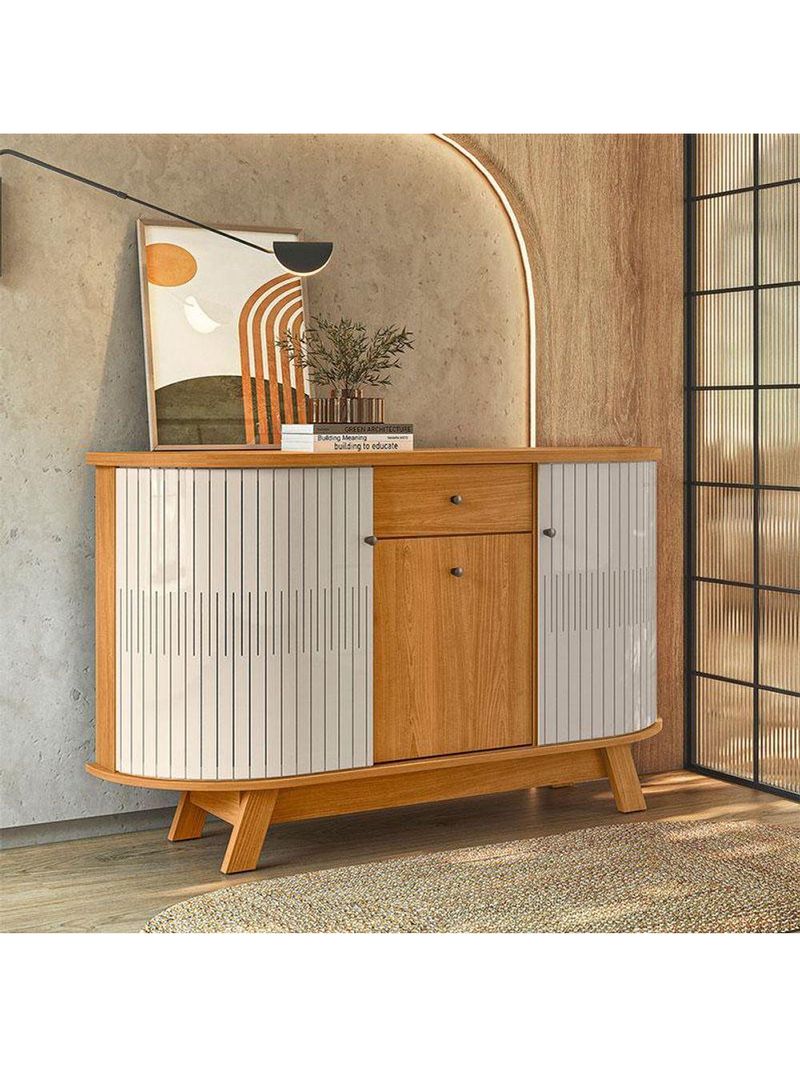 Aparador Para Sala Buffet Monza E Cristaleira Moss Cinamomo Off White - Madetec