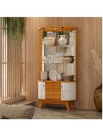 Aparador Para Sala Buffet Monza E Cristaleira Moss Cinamomo Off White - Madetec