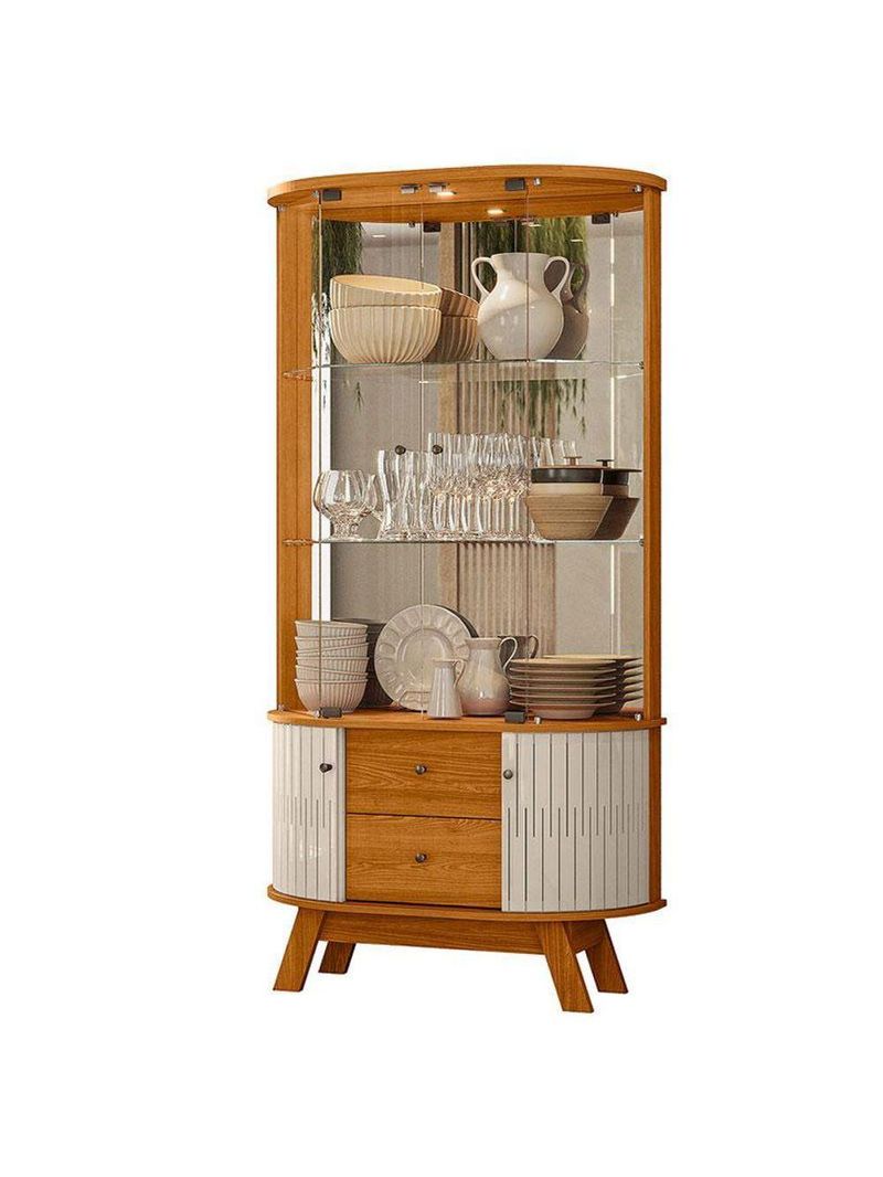 Aparador Para Sala Buffet Monza E Cristaleira Moss Cinamomo Off White - Madetec